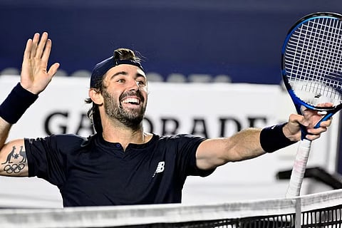 Australia's Jordan Thompson celebrates his win against Norway's Casper Ruud in the men's singles final of the ATP 250 Mexico Open tennis event on February 24, 2024.