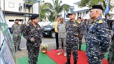 Adm R Hari Kumar #CNS during his ANC visit laid foundation stone for 35 Pre-Fab Dwelling Units for sailors' transit accommodation at Vijay Baugh, Port Blair.