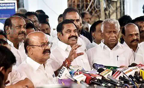 AIADMK general secretary Edappadi K Palaniswami after the Tamil Nadu state budget 2024-25 was published in the Secretariat in Chennai.