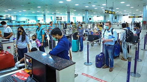 Fliers at the Chhatrapati Shivaji Maharaj International Airport in Mumbai