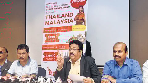 APATA vice-president O Naresh Kumar speaking to the media in Vizag | Express