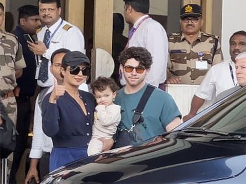 Priyanka Chopra, Nick Jonas with daughter Malti Marie return to Mumbai after Holi celebration