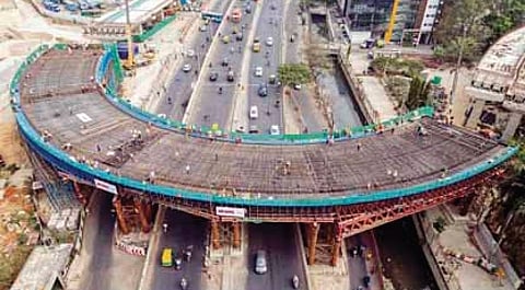 Solid slab running 125 metre cast by BMRCL at Central Silk Board