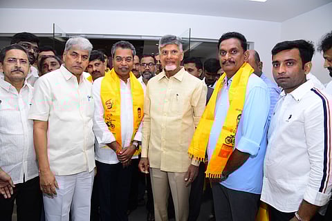 MLA Vasantha Krishna Prasad with TDP supremo Naidu