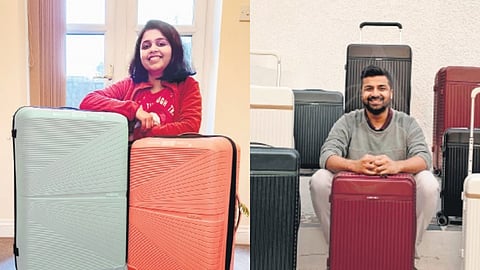 (L-R) Maya Pillai, fashion designer, Mohit Garg, founder of luggage startup Assembly Travels.