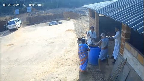 The CCTV footage of a church priest assaulting the couple in Mangaluru