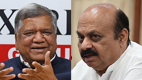 BJP leaders and former Chief Ministers Jagadish Shettar (R) and Basavaraj Bommai.