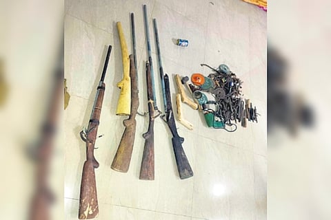 The guns seized from the illegal firearms manufacturing unit