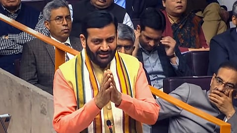 Haryana Chief Minister Nayab Singh Saini speaks during a special session of the state Assembly, in Chandigarh.