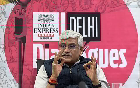 Union Jal Shakti Minister Gajendra Singh Shekhawat at 'Delhi Dialogues' in New Delhi, on March 1, 2024.
