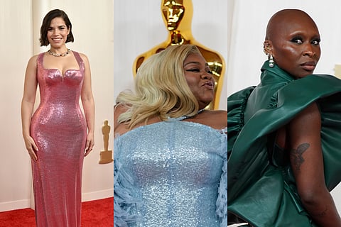 America Ferrera, Da'Vine Joy Randolph and Cynthia Erivo at the the Oscars on Sunday, March 10, 2024, at the Dolby Theatre in Los Angeles.