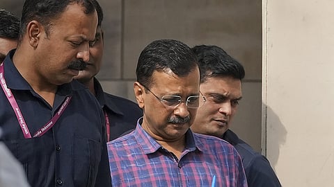 Delhi Chief Minister and AAP convenor Arvind Kejriwal comes out of the Rouse Avenue Court
