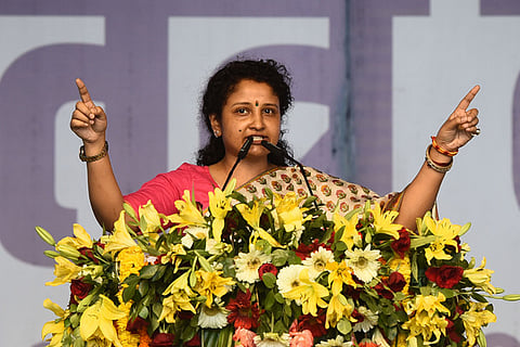 JMM's Kalpana Soren addresses I.N.D.I.A. bloc's 'Loktantra Bachao Rally' at Ramleela Maidan, in New Delhi,