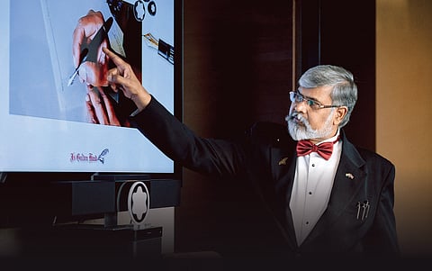 Calligraphy maestro KC Janardhan during the session