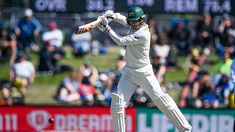 Australia's Alex Carey bats on day four of the second cricket test between New Zealand and Australia in Christchurch.