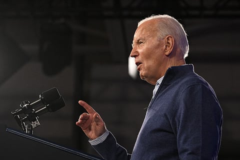 US President Joe Biden speaks at a campaign event in Philadelphia, Pennsylvania, on March 8, 2024.