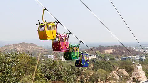 Chief Minister M K Stalin, through a video conference, inaugurated the cable car facility at Sri Lakshmi Narasimha Swamy Temple in Ranipet on Friday
