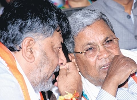 CM Siddaramaiah with DCM DK Shivakumar in Mysuru