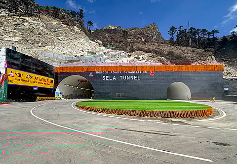 A view of the Sela Tunnel which was virtually inaugurated by Prime Minister Narendra Modi from Itanagar (Photo | PTI)