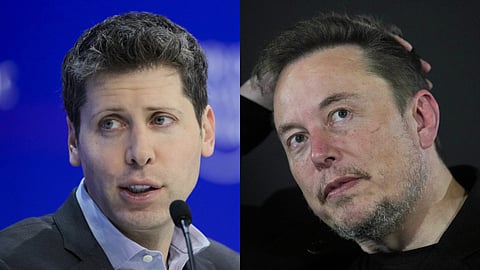A collage of OpenAI CEO Sam Altman and tech mogul Elon Musk.