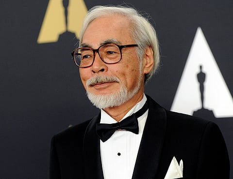 In this Nov. 8, 2014, file photo, Hayao Miyazaki arrives at the 6th annual Governors Awards in Los Angeles.