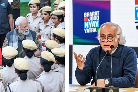 Modi interacts with women police personnel during his visit to the Assam's Kaziranga National Park, Saturday morning, March 9, 2024. , Congress leader Jairam Ramesh.