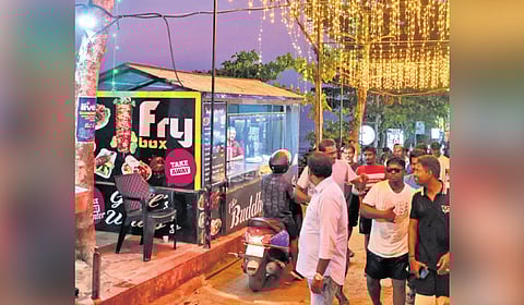 An illegally constructed eatery on Varkala Cliff. Mushrooming of such structures is threatening the ecologically-fragile tourist spot.