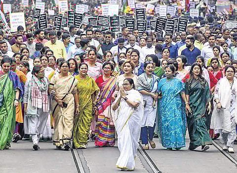 CM Mamata Banerjee on the eve of International Women’s Day, in Kolkata.