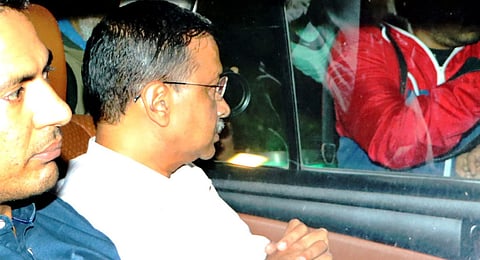 Delhi Chief Minister Arvind Kejriwal being taken to the Enforcement Directorate office in an excise policy-linked money laundering case, in New Delhi, Thursday, March 21, 2024.
