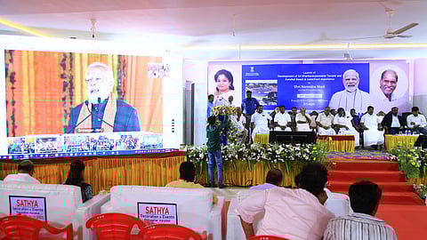 PM virtually launching the projects; an artist’s impression of tourism development at Karaikal Beach