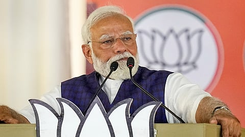 Prime Minister Narendra Modi addresses during a public meeting ahead of Lok Sabha elections, in Salem, Tamil Nadu.