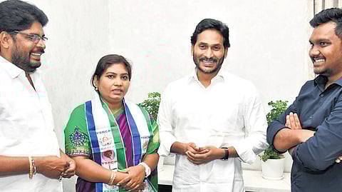 Former MLC Anguri Lakshmi Sivakumri joins YSRC in the presence of CM YS Jagan Mohan Reddy on Tuesday