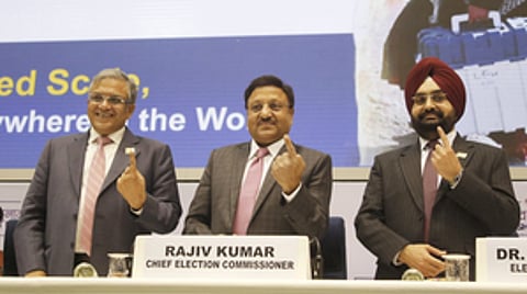 Election Commissioners of India at today's press conference