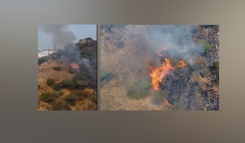 Fire broke out at Madakkulam Sri Kabaleeswari Amman Temple hill in Madurai.