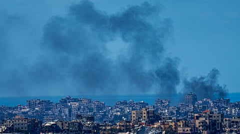 Smoke rises in the northern Gaza Strip, as seen from southern Israel