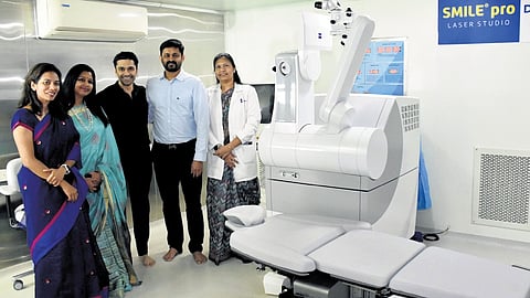 Senior Consultant Ophthalmologist Dr Preethi Naveen with the newly-launched ‘ReLEx SMILE PRO’ procedure machine | Express