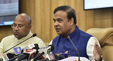 Assam Chief Minister Himanta Biswa Sarma addresses the media, at Assam Secretariat in Guwahati, Thursday, March 14, 2024.