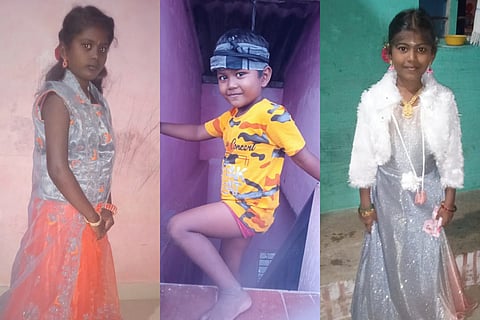 L-R: Santhiya (13), Isakiraja (7), Krishnaveni (10).