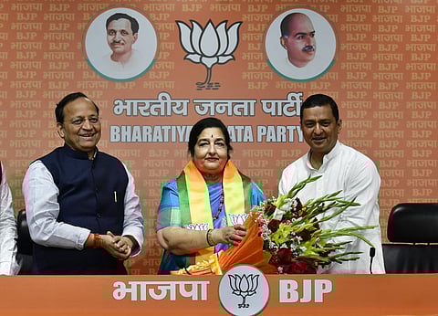 Famous singer Anuradha Paudwal joins the Bharatiya Janata Party in New Delhi on Saturday