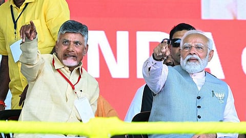 Prime Minister Narendra Modi and TDP chief N Chandrababu Naidu