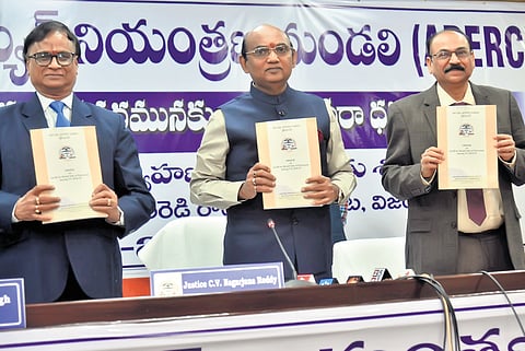 APERC Chairman Justice CV Nagarjuna Reddy releases the Retail Supply Tariff Order for the financial year 2024-25 in Vijayawada on Monday | Express