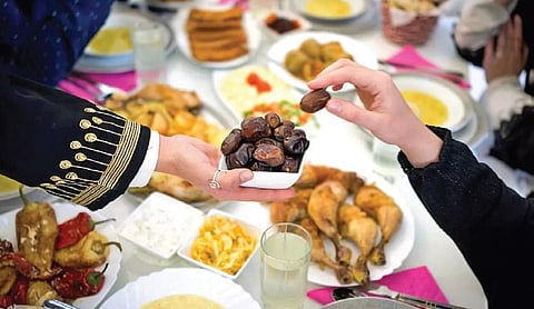 In a typical fast, Muslims have a pre-dawn meal (termed ‘suhoor’) and a meal at sunset to break their fast (termed ‘iftar’).