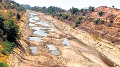 Farmers who got water from the nearby flood flow canal have almost dried up