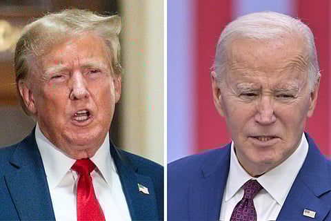 Former President Donald Trump, left, and President Joe Biden, who are contesting for the 2024 presidential elections.