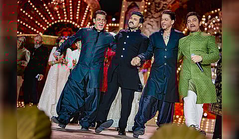 Bollywood actors Aamir Khan, Salman Khan, Shah Rukh Khan and Ram Charan attend Anant Ambani and Radhika Merchant's pre-wedding bash, in Jamnagar.