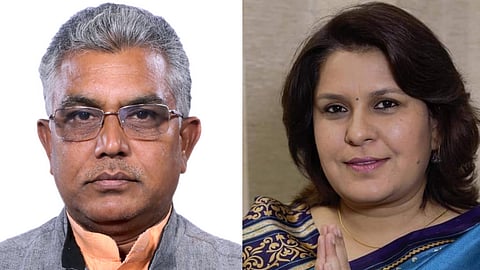 Congress leader Supriya Shrinate and senior BJP leader Dilip Ghosh.
