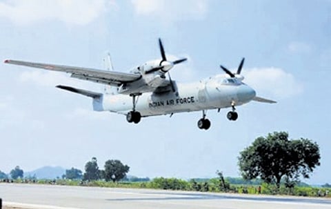 An IAF aircraft making emergency landing on highway