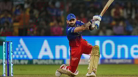 Royal Challengers Bengaluru batter Virat Kohli plays a shot during the Indian Premier League (IPL) 2024 T20 cricket match between Royal Challengers Bangalore and Punjab Kings at M Chinnaswamy Stadium, in Bengaluru.