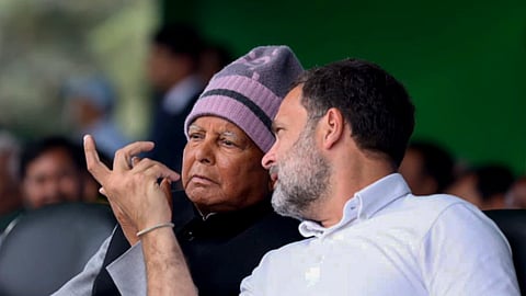RJD chief Lalu Prasad Yadav and Congress leader Rahul Gandhi.