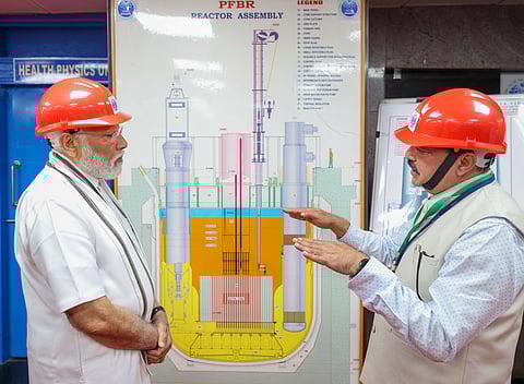 Prime Minister Narendra Modi witnesses initiation of core loading of Indias indigenous Prototype Fast Breeder Reactor at Kalpakkam in Tamil Nadu (Photo | PTI)